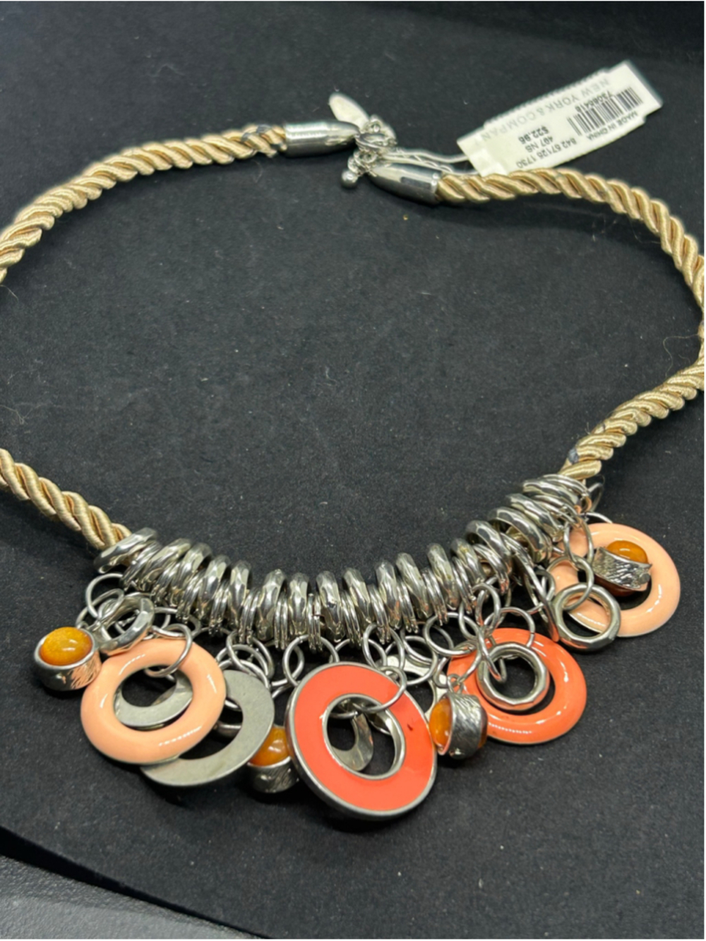 New York & Co Necklace Gold Orange Statement Jewelry